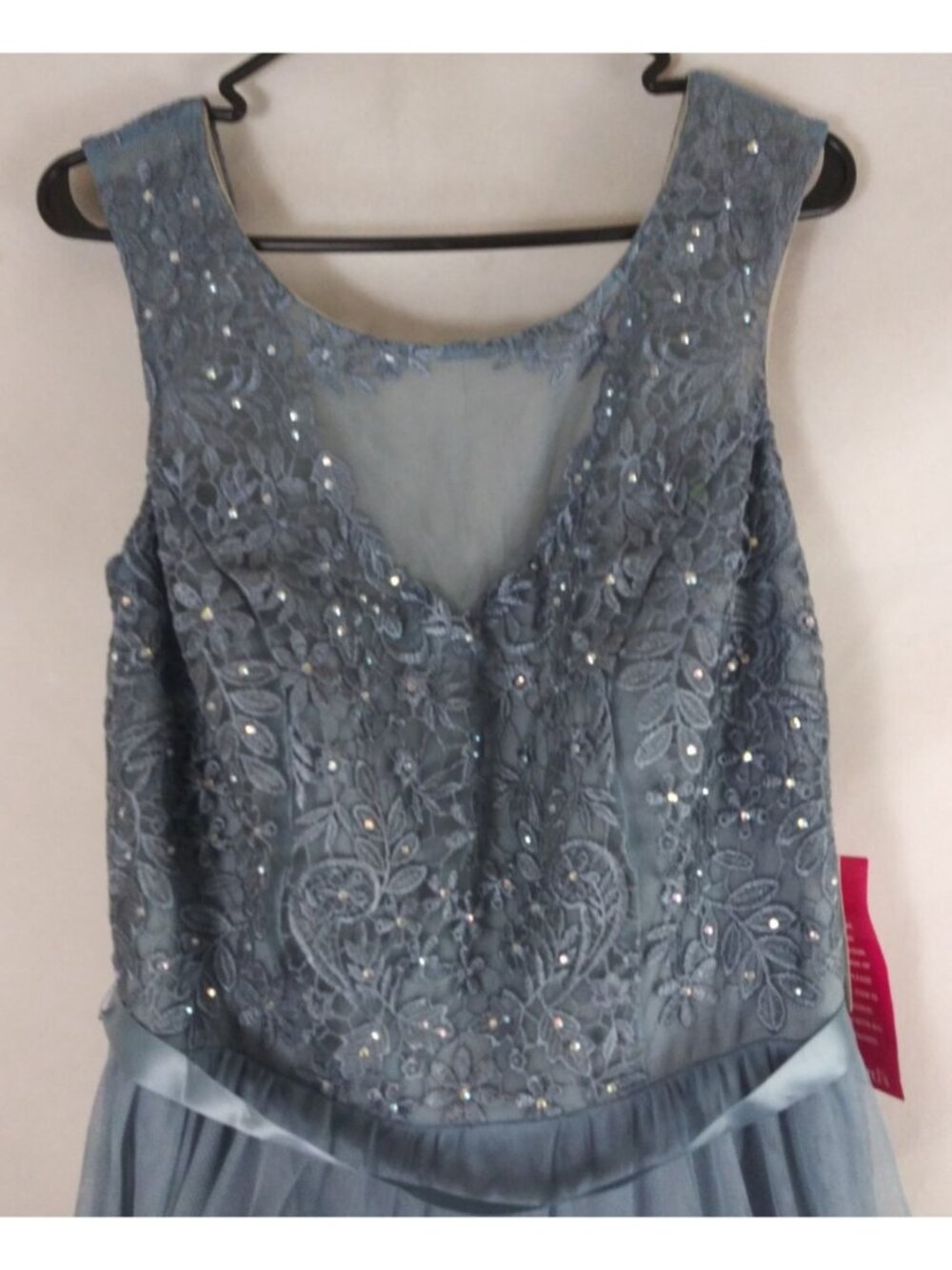 NWT Jodi Kristopher Sleeveless Sequined Tulle Skirt Formal Dress Size 14/15 - Picture 2 of 9